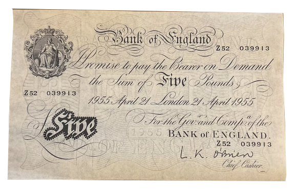 Bank of England £5 note from 1955