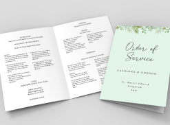 A5 Folded wedding service sheet