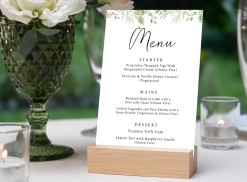 Postcard size wedding menu