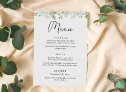 wedding menu stationery a4 table setting